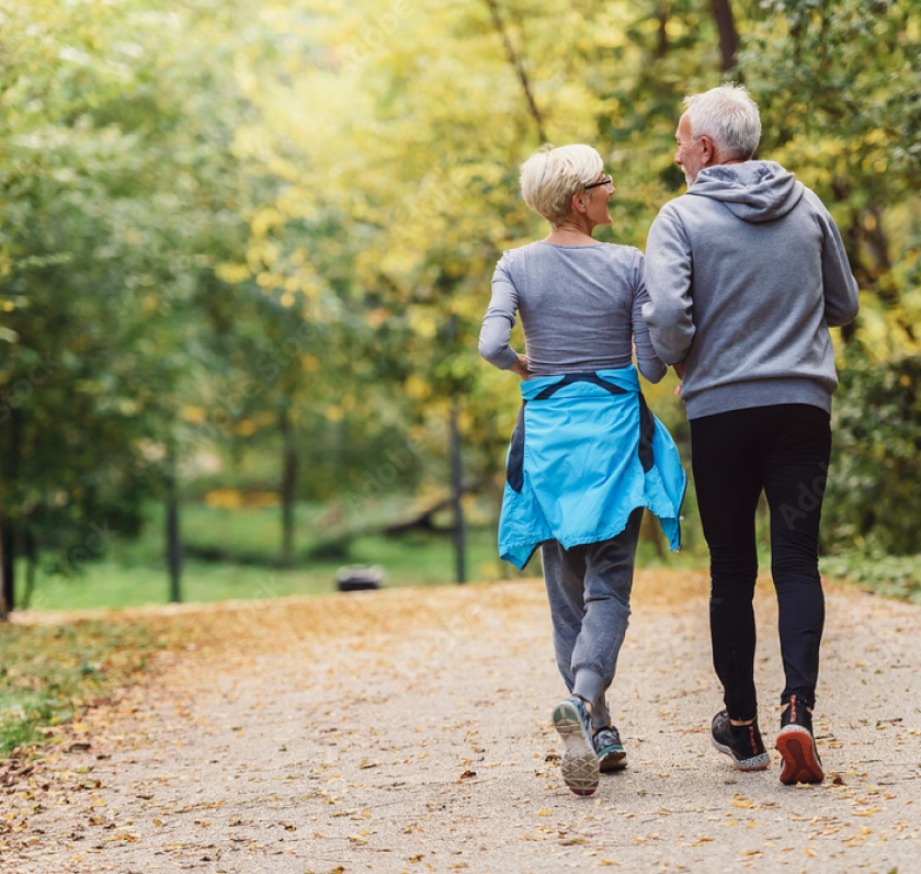 Patients walking outdoors