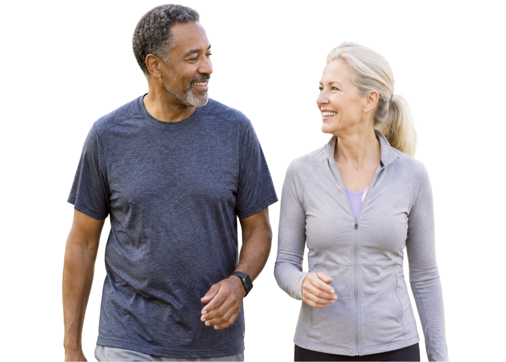 Patients walking outdoors